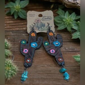 Justin Boots Cactus Earrings - Brown and Multicolor